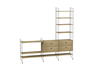 LIVING ROOM J - Sectional powder coated steel bookcase with drawers - Cabinet by String Furniture