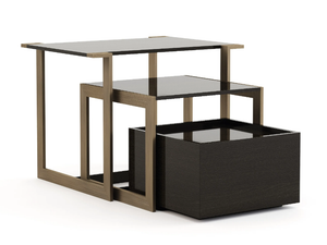 FORTUNE - Square brass and wooden side table - Coffee table by Stylish Club
