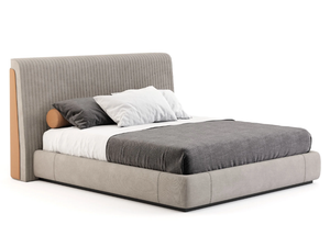 HIS - Microfiber double bed with upholstered headboard - Bed frame by Stylish Club