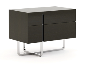 HIS - Rectangular stainless steel and wood bedside table with drawers - Side table by Stylish Club