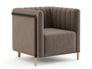 KENSINGTON - Upholstered microfiber and velvet easy chair with armrests - Armchair by Stylish Club