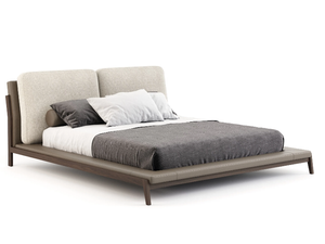 MILOS - Camel hair double bed with upholstered headboard - Bed frame by Stylish Club