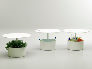 LAURA - Round metal bistro side table with flowerpot - Coffee table by Systemtronic
