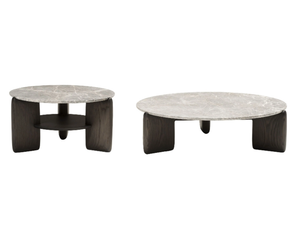 KANJI - Round ash and Fior di Pesco Carnico marble coffee table - Coffee table by Tacchini
