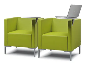 CUBIS 640 - Upholstered fabric armchair with armrests with table - Armchair by TALIN