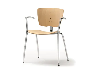 VEKTA 101 - Stackable multi-layer wood training chair with armrests - Chair by TALIN