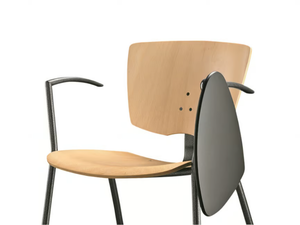 VEKTA 102 TDX - Stackable multi-layer wood training chair with armrests with writing tablet - Chair by TALIN
