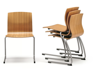WEBWOOD 356 - Stackable cantilever multi-layer wood chair with armrests - Chair by TALIN