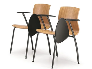 WEBWOOD 358 TDX - Multi-layer wood training chair with armrests with writing tablet - Chair by TALIN