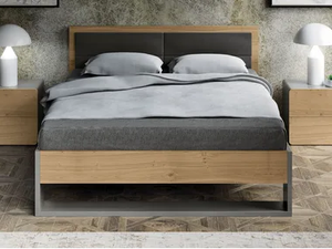 UN4902-T - Wooden double bed with upholstered headboard - Bed frame by Tarocco Vaccari Group