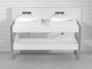 SQUARE CONSOLLE LCTC2 - Double Pietraluce® console sink - Washbasin cabinet by Technova