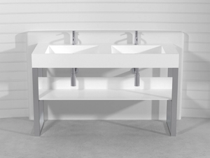 SQUARE DOUBLE CONSOLLE LCTQ2 - Double Pietraluce® console sink - Washbasin cabinet by Technova