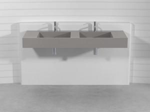 SQUARE DOUBLE LATQ2 - Wall-mounted double Pietraluce® washbasin - Washbasin by Technova