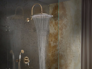 EMISFERO - Wall-mounted brass rain shower with arm - Shower by Tender rain