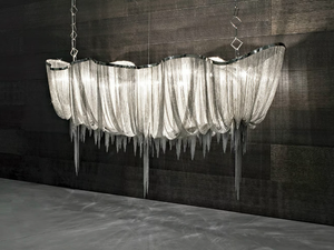 ATLANTIS A16-17-18 - Brass chains and metal structure plated pendant lamp - Ceiling lamp by Terzani