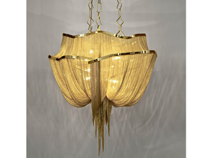 ATLANTIS J01 - Brass chains and metal structure plated pendant lamp - Ceiling lamp by Terzani