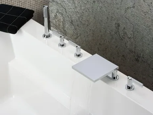 LE 11 WITH LEVER - Bath mixer with waterfall spout and handshower supplied by progressive cartridge mixer - Tap by THG Paris