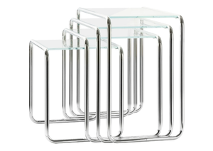 B 9 - Glass and steel coffee table - Coffee table by Thonet