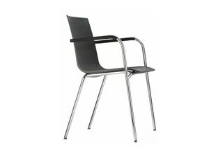 S 160 F - Stackable plastic chair with armrests - Chair by Thonet