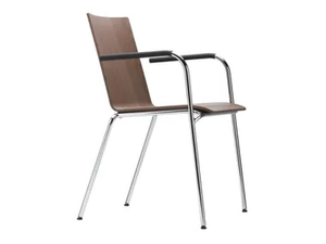 S 162 F - Stackable plywood chair with armrests - Chair by Thonet