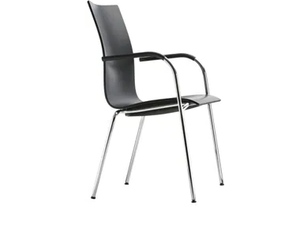 S 168 F - Stackable plywood chair with armrests - Chair by Thonet