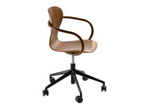 S 220 FDRW - Wooden chair with castors with armrests - Chair by Thonet