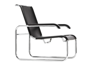S 35 L - Sled base leather armchair with armrests - Armchair by Thonet