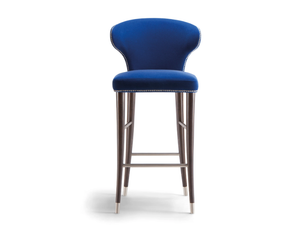 CAMELIA - Fabric stool with footrest with back - Stool by Tirolo