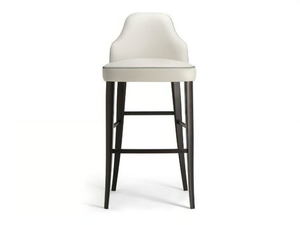 CHICAGO - Leather stool with footrest with back - Stool by Tirolo
