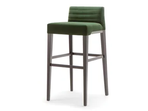 GINEVRA - Solid wood and fabric stool with bak - Stool by Tirolo