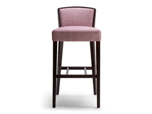 LONDON - Solid wood and fabric stool with bak - Stool by Tirolo