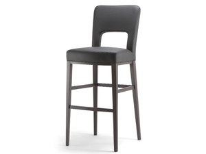 MONTREAL - Upholstered leather stool with back - Stool by Tirolo