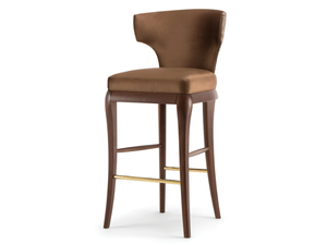ROSE - Solid wood and fabric stool with bak - Stool by Tirolo
