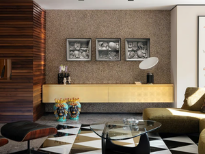 T45 - Suspended oak sideboard with flap doors - Cabinet by TM Italia Cucine