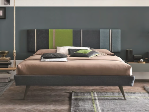 DIAGONAL - Fabric double bed with upholstered headboard - Bed frame by Tomasella