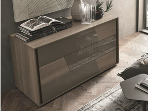KROSS - Oak chest of drawers with integrated handles - drawer by Tomasella