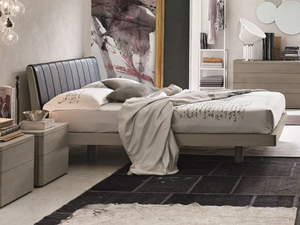 LIZ - Ash double bed with upholstered headboard - Bed frame by Tomasella