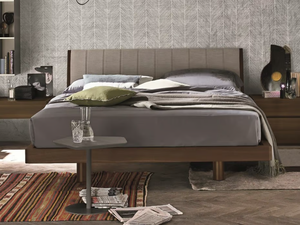 LIZ - Oak double bed with upholstered headboard - Bed frame by Tomasella