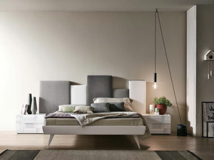 SKYLINE - Fabric double bed with upholstered headboard - Bed frame by Tomasella