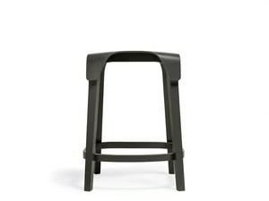 LEAF - Low solid wood stool with footrest - Stool by TON