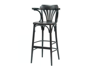 N° 135 - Wooden bar stool with back and footrest - Stool by TON