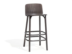 SPLIT - Wooden stool with back - Stool by TON