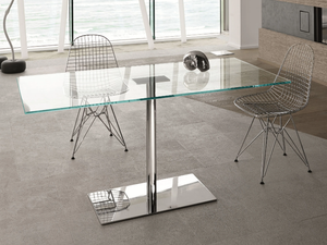 FARNIENTE ALTO - Rectangular tempered glass table - Table by Tonelli Design