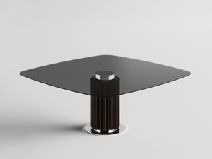 HYBRID - Square wood and glass table - Table by Tonelli Design