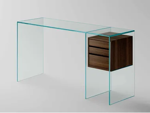 MARCELL - Rectangular wood and glass console table with drawers - Console by Tonelli Design
