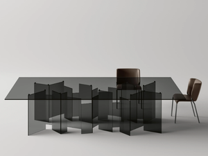METROPOLIS XXL - Rectangular tempered glass table - Table by Tonelli Design