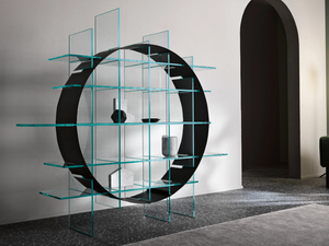 PARADIGMA - Freestanding double-sided plate and glass bookcase - Cabinet by Tonelli Design