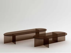 SESTANTE - Oval low glass coffee table - Coffee table by Tonelli Design