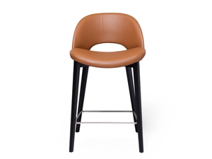 BEETLE - Leather stool with wooden base - Stool by Tonin Casa