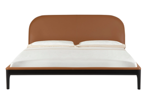BERNINI - Leather double bed with upholstered headboard - Bed frame by Tonin Casa